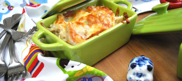 Запеканка со свиными ушками и перловкой