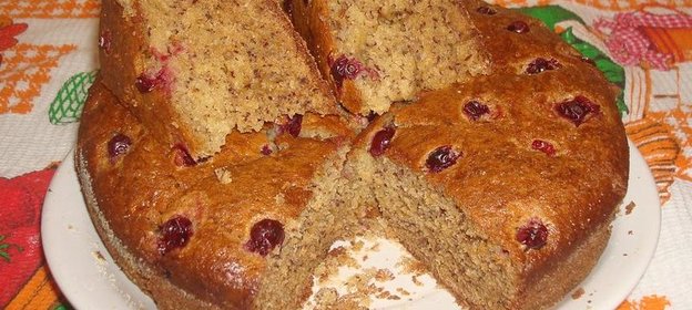 Кекс для Дашеньки с бананом, творогом и клюквой