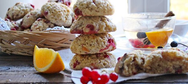 Овсяно - творожное печенье с клюквой