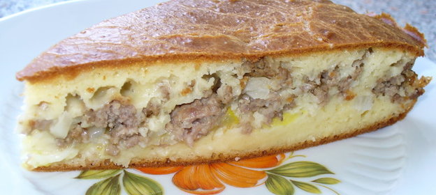 Очень нежный мясной пирог с кабачком (быстрого приготовления)