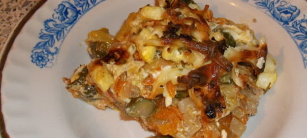 Запеканка из фарша с овощами