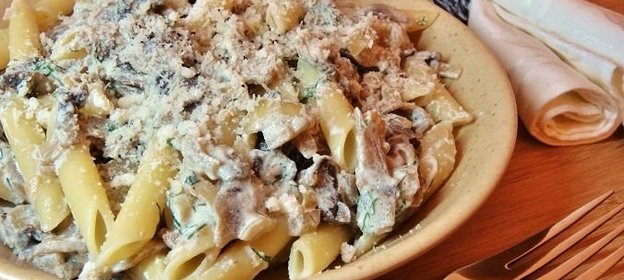 Макароны с опятами