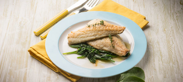 Морской язык со шпинатом