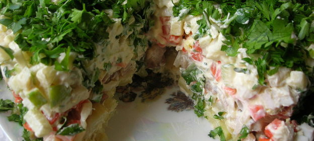 Слоеный салат с сельдью