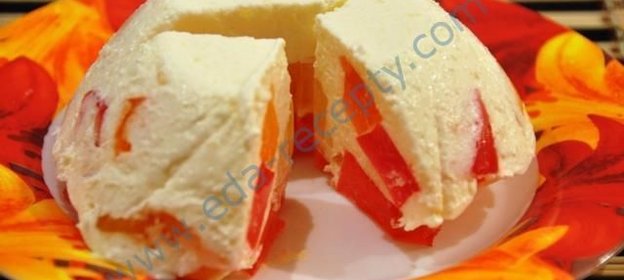 Желе сметанное с фруктовым наполнением