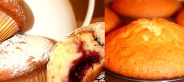 Кексы на йогурте с ягодным джемом