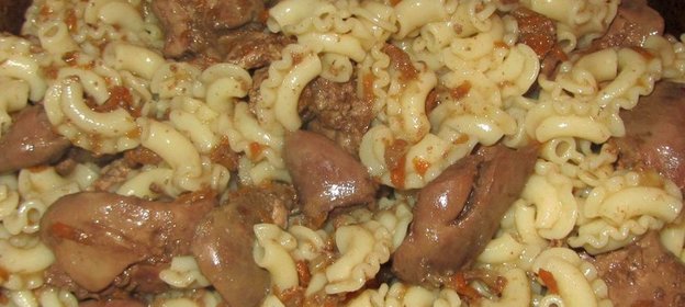 Печень с макаронами