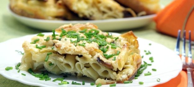 Запеканка из макарон с грибами