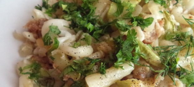 Жареные кабачки с макаронами