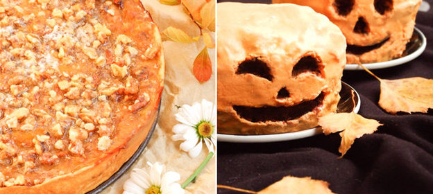 Тыквенные десерты: ореховый пирог с тыквой и шоколадные кексы в виде тыквы