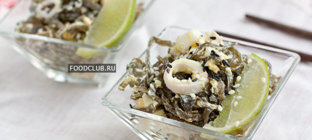 Салат из морской капусты с кальмарами