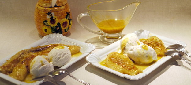 Бананово-ореховый соблазн (Гратинированные бананы с мороженым)