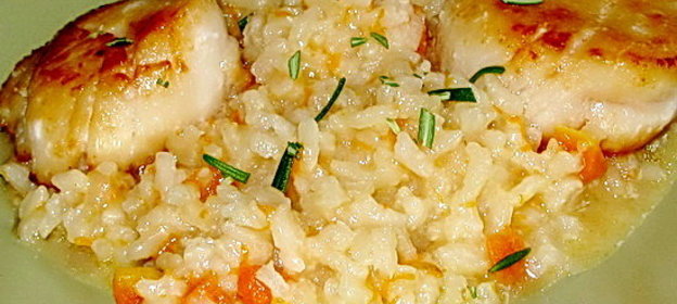 Ризотто с тыквой и морскими гребешками