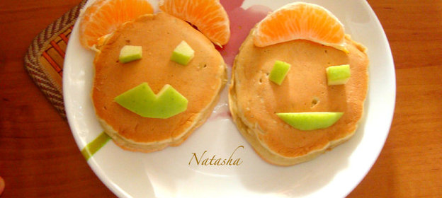 Оладьи с бананами без масла. Ужин для внучки