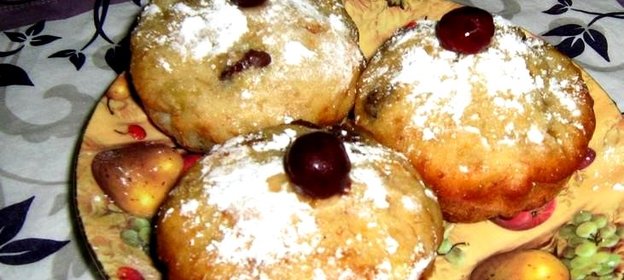 Банановые маффины с шоколадом