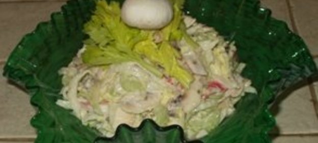 О крабовых палочках и сырых шампиньонах. Салат