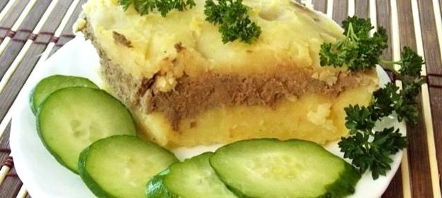 Запеканка из куриной печени и картофеля