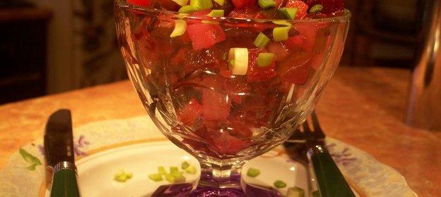 Винегрет из запеченых овощей с морской капустой