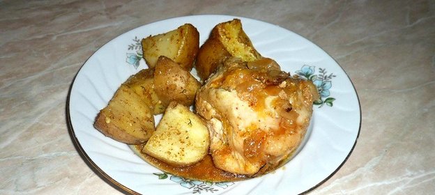 Курица в соусе из апельсина и лука