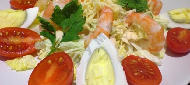 Салат креветки пекинская капуста