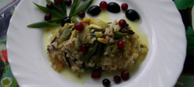 Грибная запеканка с луком