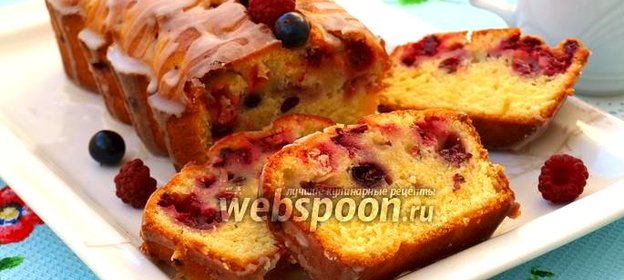 Кекс на молоке с малиной и йоштой