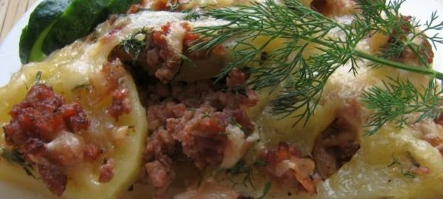 Картофельная запеканка с фаршем на скорую руку