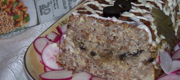 Запеканка из гречки с курицей и грибами за 30 минут