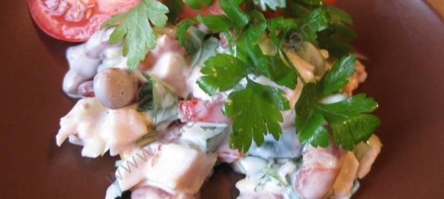 Салат курица красная фасоль