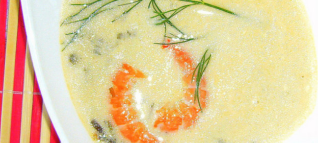 Суп сырный с морской капустой