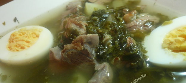 Суп со щавелем на телячьем бульоно