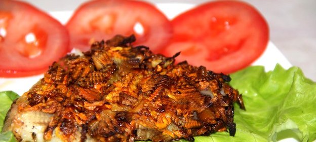 Морской язык запеченный под овощами