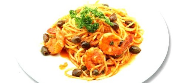 Паста с мидиями и креветками в медовом соусе