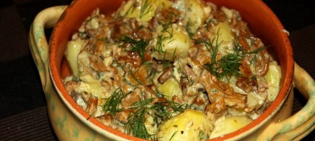 Лисички жареные со сметаной