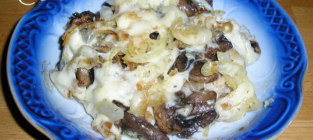 Морской язык с шампиньонами