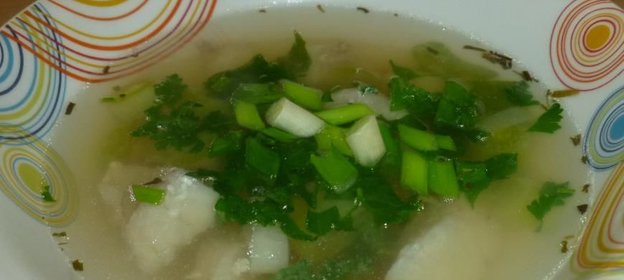 Суп с морским окунем и пореем