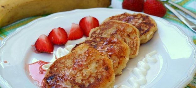 Творожно-банановые оладьи