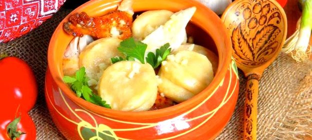 Галушки с курицей и чесноком