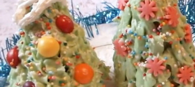 Кексы-пирожные Елочка новогодняя