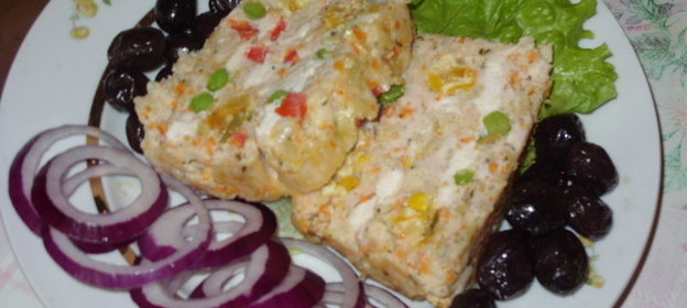 Куриный хлебец с овощами, с сырно-куражной начинкой