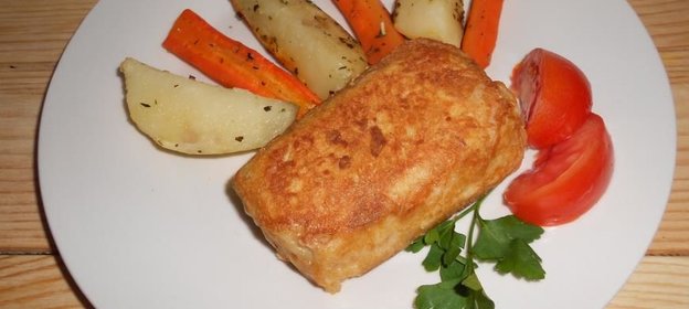 Филе морского языка в кляре с запеченными овощами