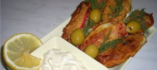 Крабовые палочки фаршированные в кляре