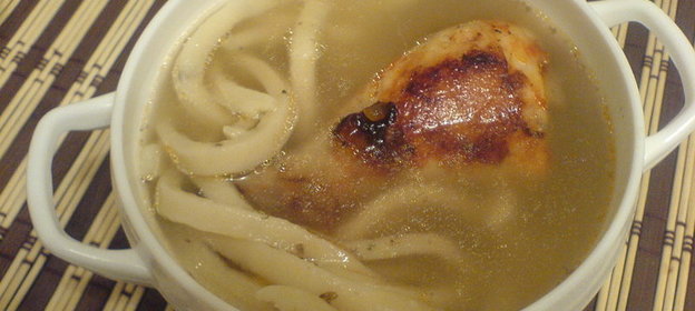 Домашняя лапша в горшочке с курочкой