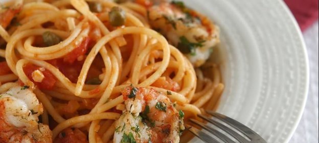 Спагетти с креветками