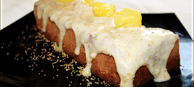 Лимонный кекс с мандарином и ананасом