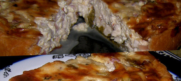 Киш средиземноморский с курицей и базиликом