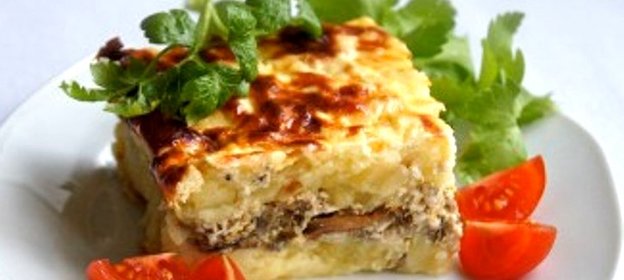 Запеканка с курицей и грибами