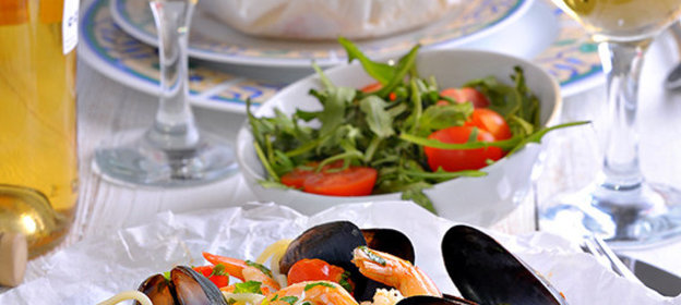 Спагетти Морской бриз в пергаментных кулёчках