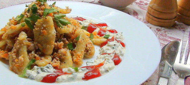 Макароны по-флотски, с рыбой и сметанным соусом Аля «Тар-Тар»