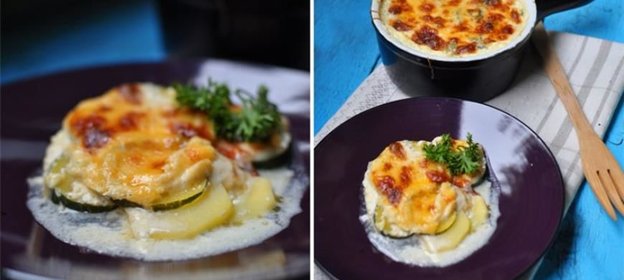 Запеканка из картофеля и цуккини в сливках